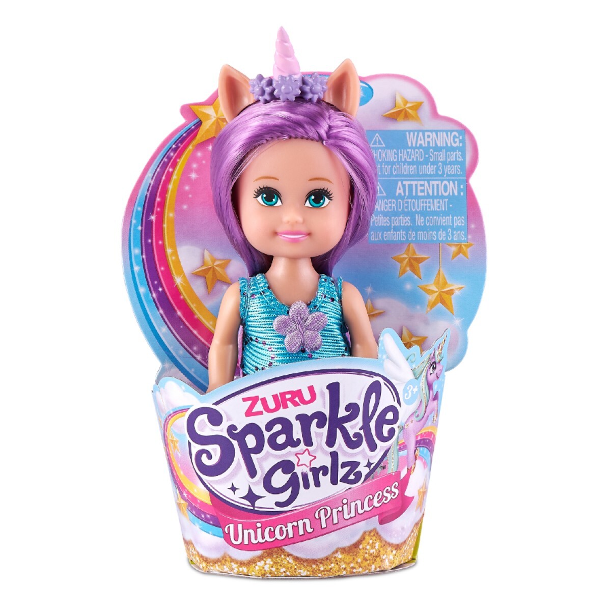 3x Zuru Sparkle Girlz 4.7" Unicorn Princess Cupcake Doll Toy Assorted 3+