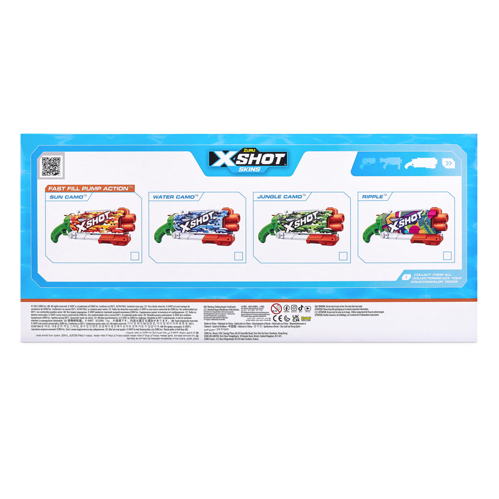 Zuru X-SHOT Fast Fill Skins Water Gun Pump Action Assorted 5+