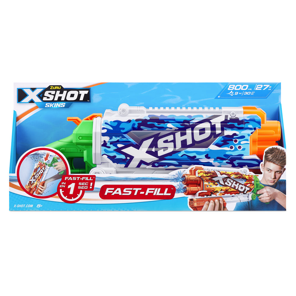 Zuru X-SHOT Fast Fill Skins Water Gun Pump Action Assorted 5+