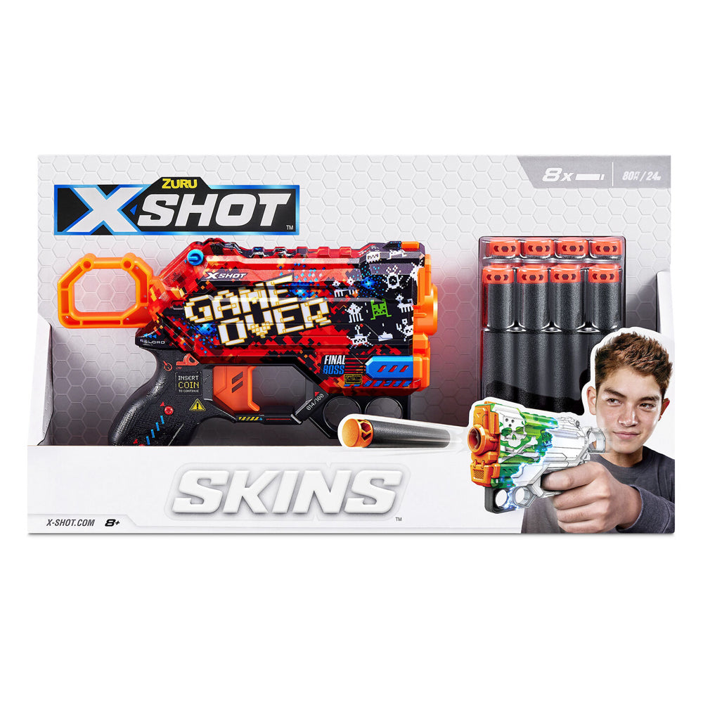 Zuru X-SHOT Skins Menace Blaster Toy Gun w/ 8 Darts Assorted 8+