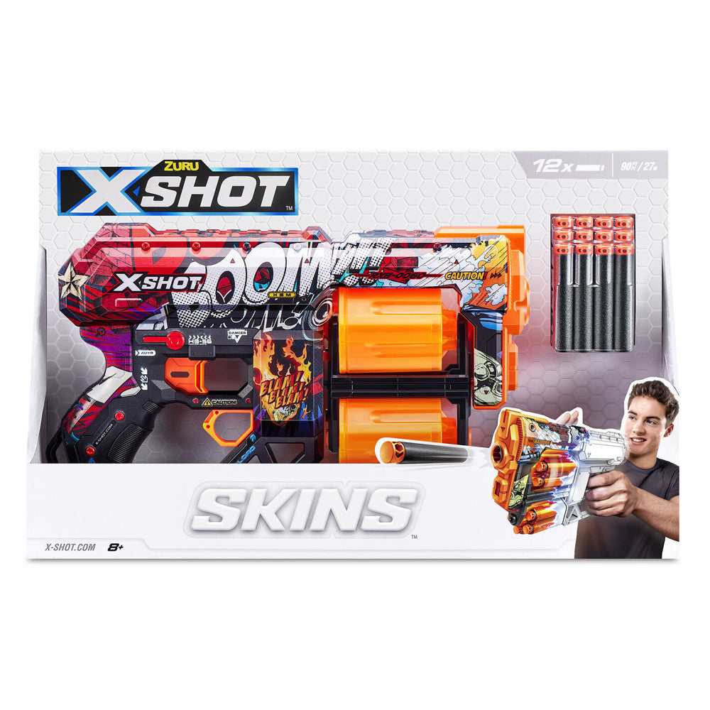 Zuru X-SHOT Skins Dread Blaster Toy Gun w/12 Darts Assorted 8+