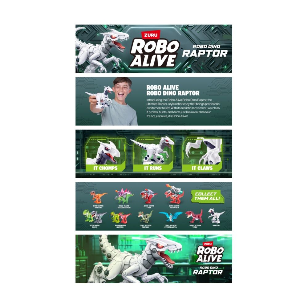4PK Zuru Robo Alive Raptor Action Figure Kids/Children - 3y+
