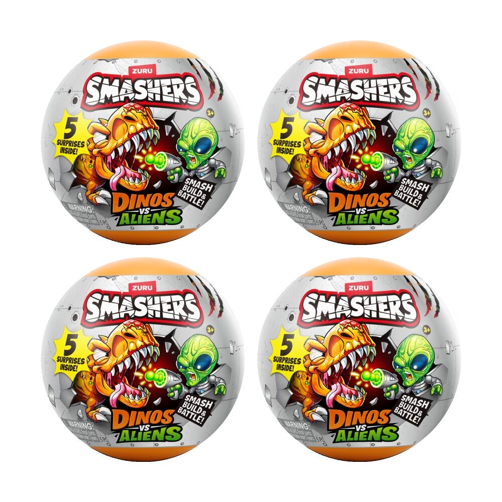 4PK Zuru Smashers Dinos vs Aliens Planet Capsule Kids/Children - 3y+ Assorted
