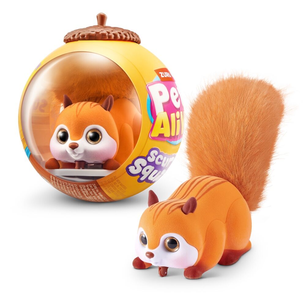 4PK Zuru Pet's Alive Scurry n Squirrel Soft Toy Plush Kids - 3y+ Assorted