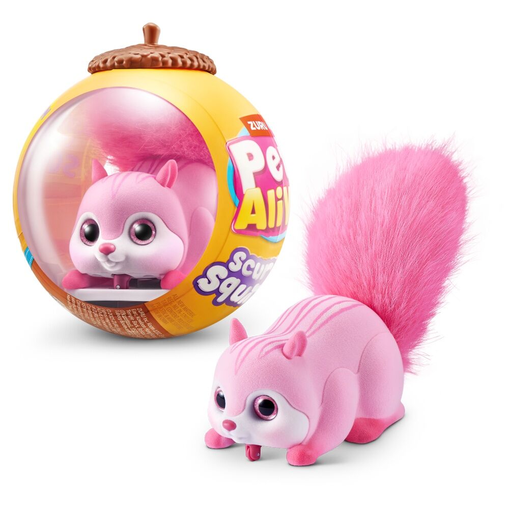 4PK Zuru Pet's Alive Scurry n Squirrel Soft Toy Plush Kids - 3y+ Assorted