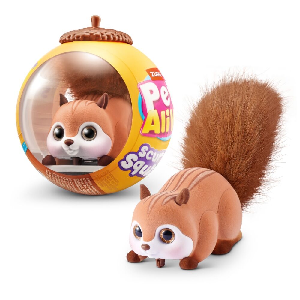 4PK Zuru Pet's Alive Scurry n Squirrel Soft Toy Plush Kids - 3y+ Assorted