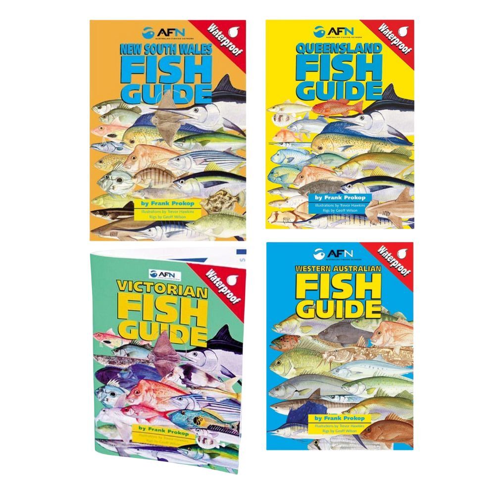 4pc AFN NSW/QLD/VIC/WA Waterproof Fish Guide Book Combo Set