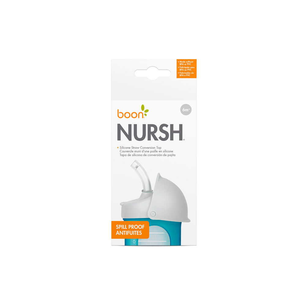 4x 2PK Boon Nursh Silicon Straw Conversion Top for Bottles Grey 6 Months+