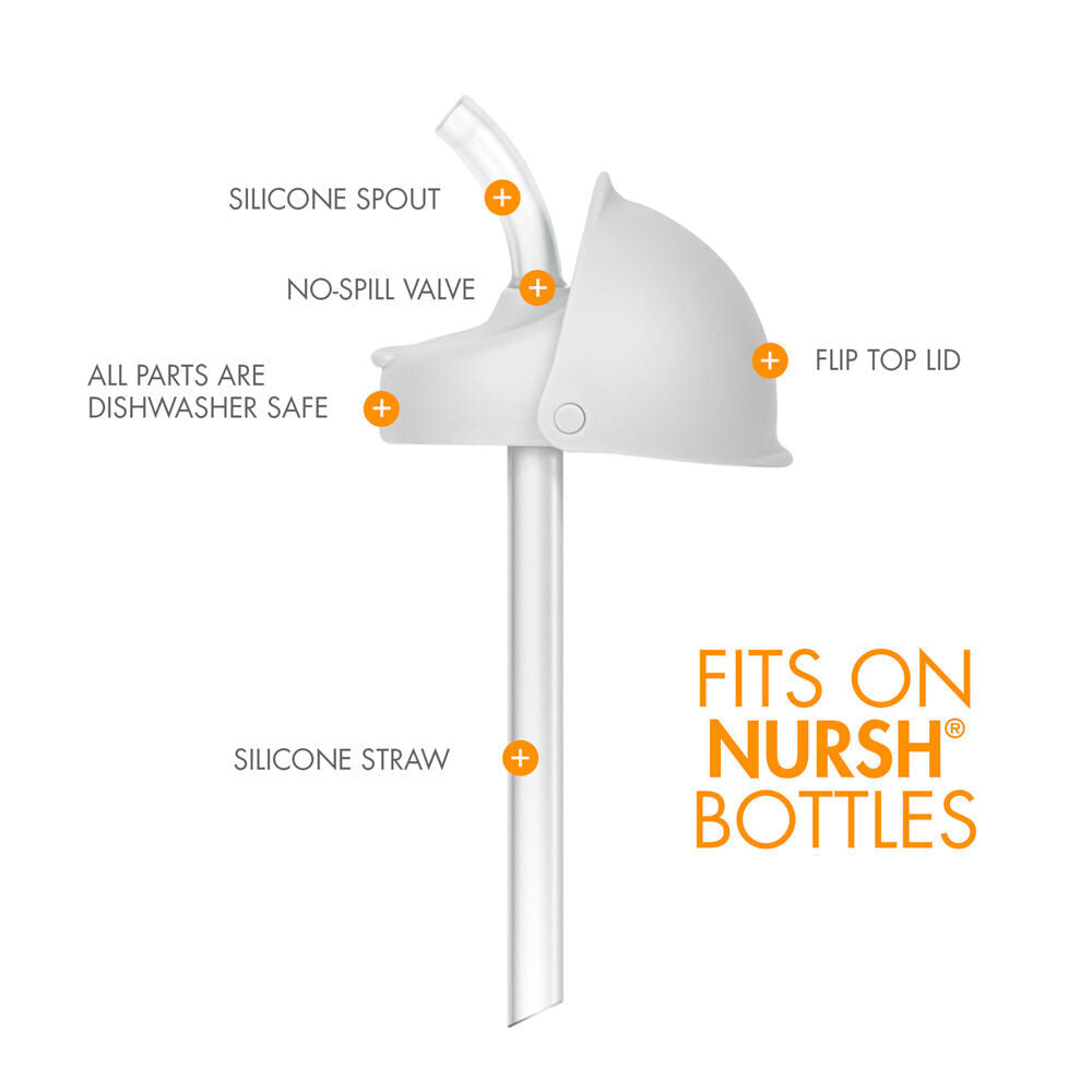 4x 2PK Boon Nursh Silicon Straw Conversion Top for Bottles Grey 6 Months+