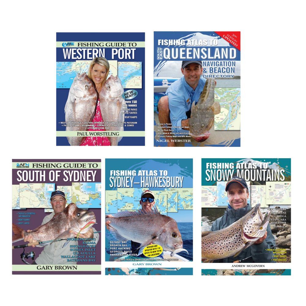 5pc AFN Fishing Atlas to Sydney Hawkesbury/Western Fishing Guide Combo Set