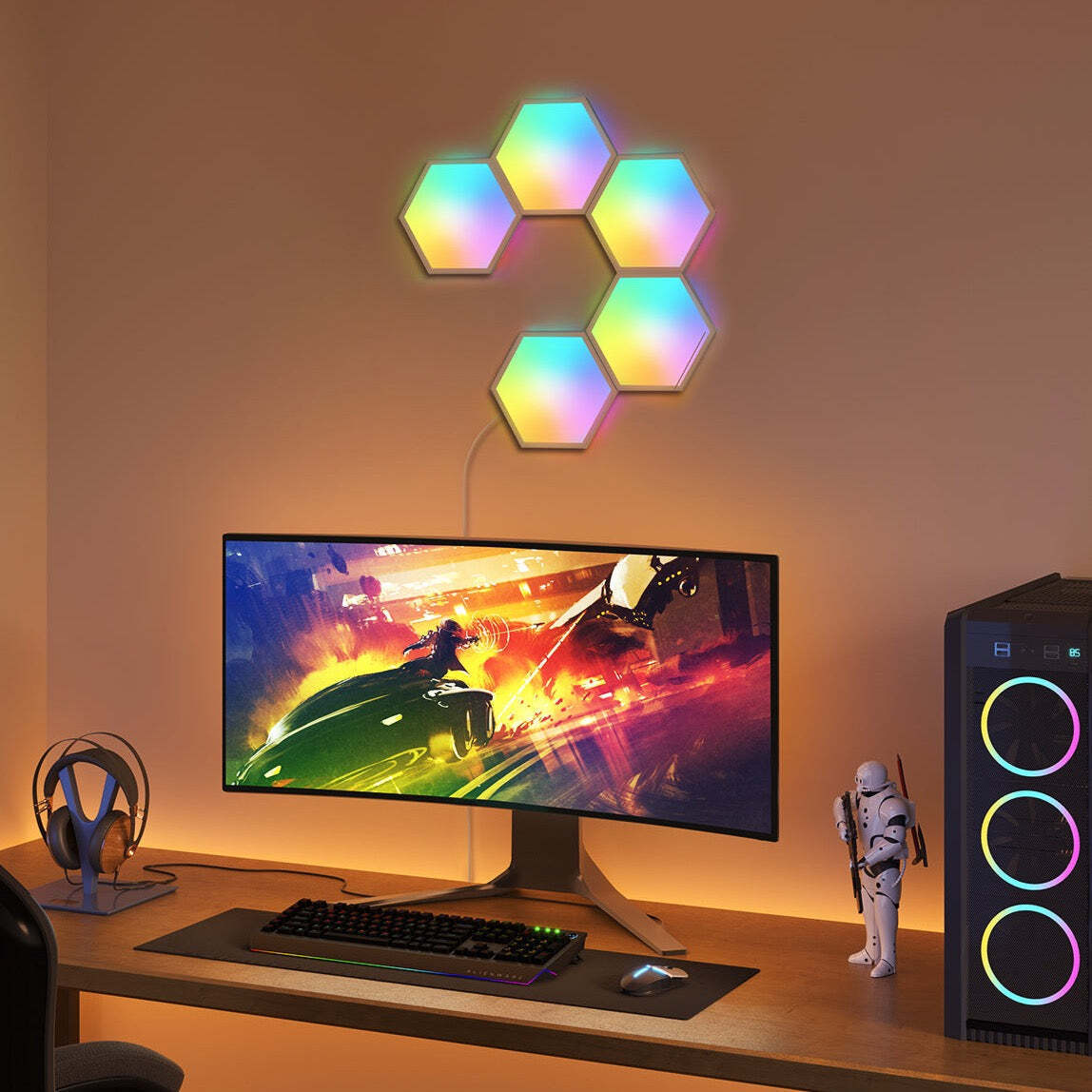5pc Govee RGBIC Hexagon Glide Smart Light Panels Set