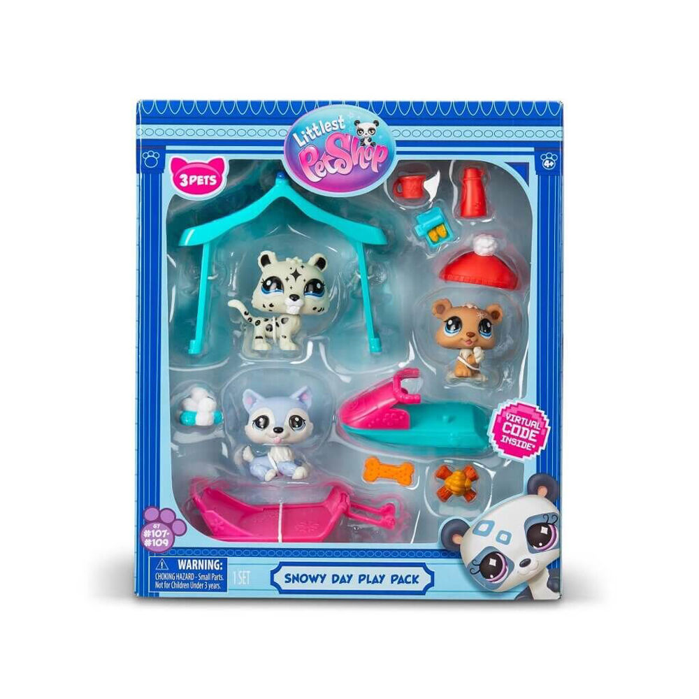 Littlest Pet Shop Snowy Day Play Pack Animal Figure Toys Kids 4y+