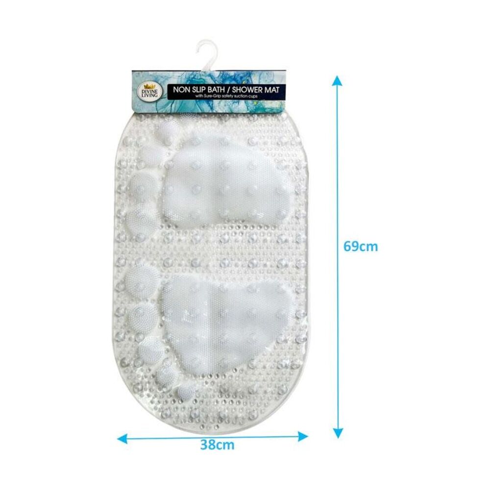 4PK Divine Living Non Slip Bath/Shower Mat w/ PVC Suction Cups 38x69cm White