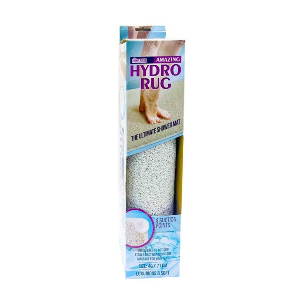 4PK HomeBrite Anti Slip Hydro Shower Mat w/8 Suction Points 40x71cm White