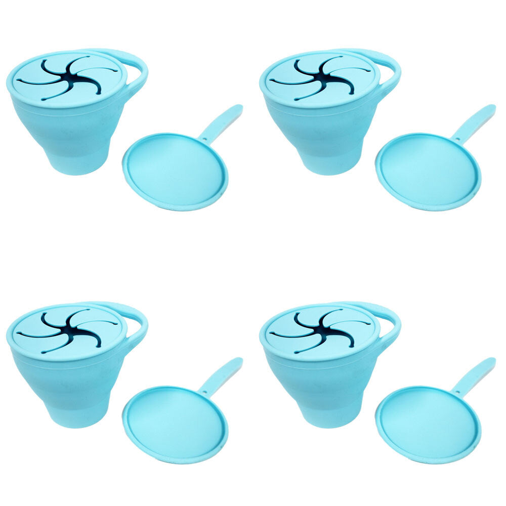 4PK Cuddle Bug Baby Feeding Silicone Collapsible Snack Spinner Cup 320ml