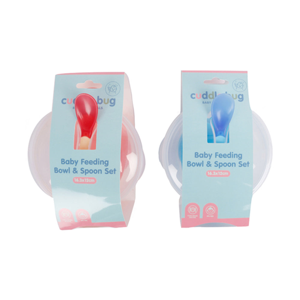 6PK Cuddle Bug Baby Feeding Bowl & Spoon Set 2 16X7cm Assorted