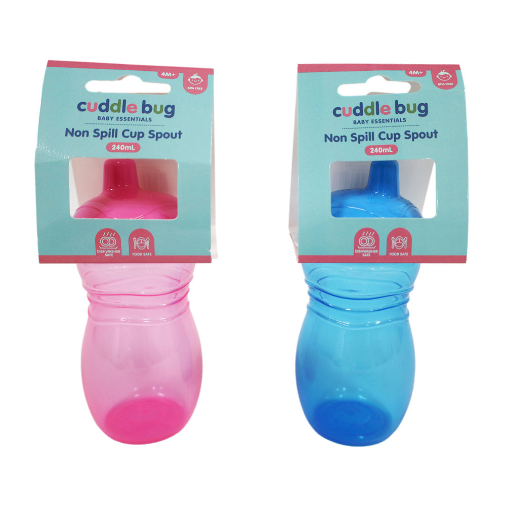 6PK Cuddle Bug Baby/Toddler Non Spill Training Drinking Cup Spout 240ml Pink/Blue