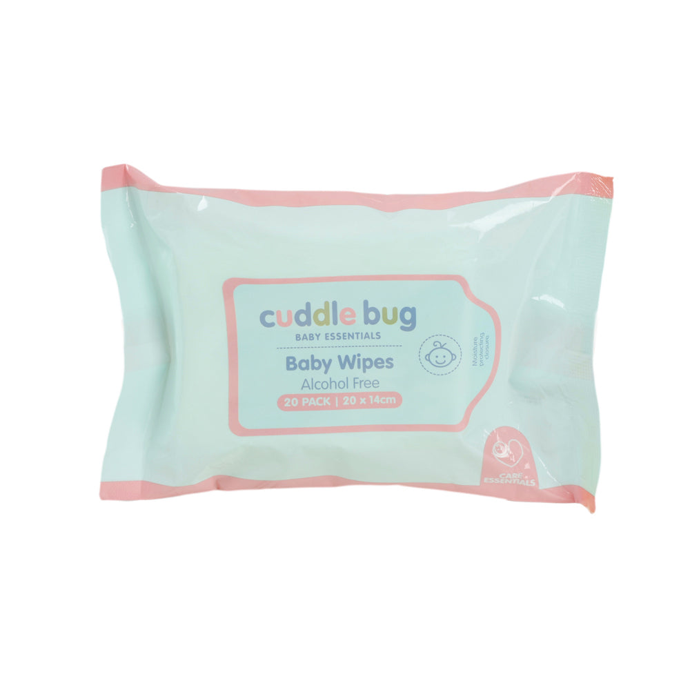 12x 20pc Cuddle Bug Fragrance Free Baby Wipes 14cm Pink/Blue