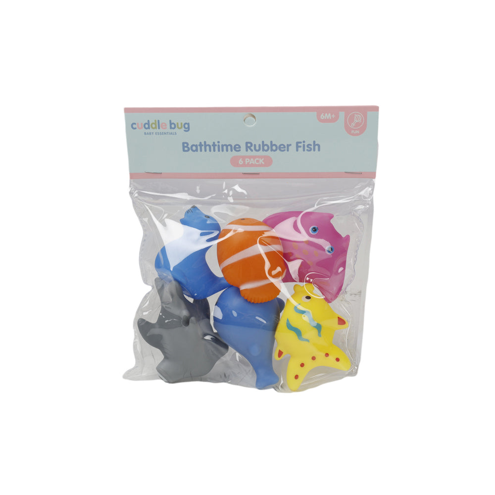 3x 6pc Cuddle Bug Bath Toy Fish 6 Designs in PVC Bag 21x17cm Assorted