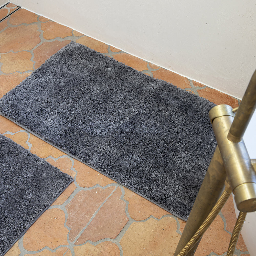 Bambury Microplush Large Bath Mat 50 x 80cm Pewter Woven Raised Pile