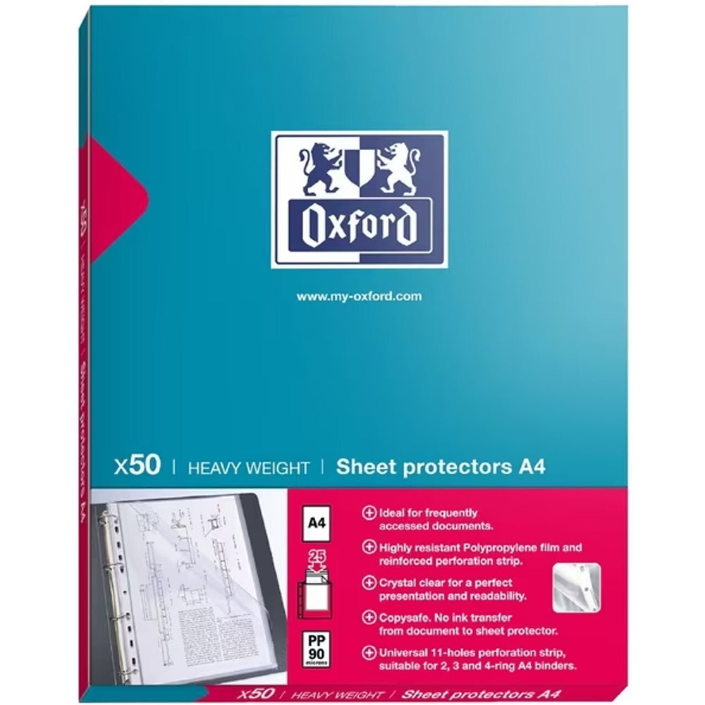 15PK 50pc Oxford A4 Copy Safe Heavy Weight PP Sheet Protector Clear