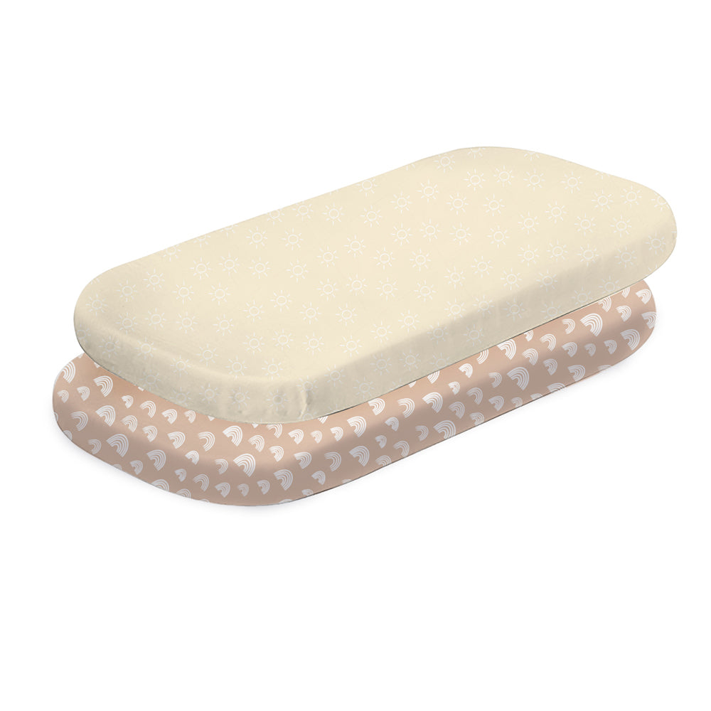 2pc Bubba Blue Nordic Baby Jersey Co-Sleeper Fitted Sheet, Vanilla/Latte