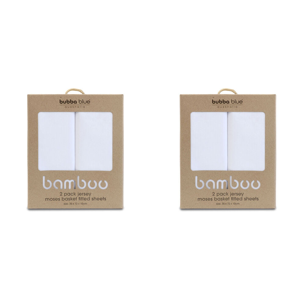 2x 2pc Bubba Blue Soft Jersey Moses Basket Fitted Baby Bed Sheets