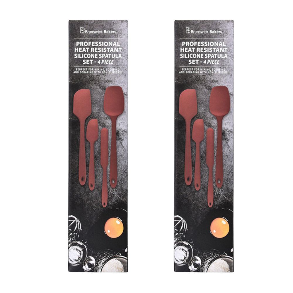 2x 4pc Brunswick Bakers Spatula Red Silicone Cooking Baking 28cm