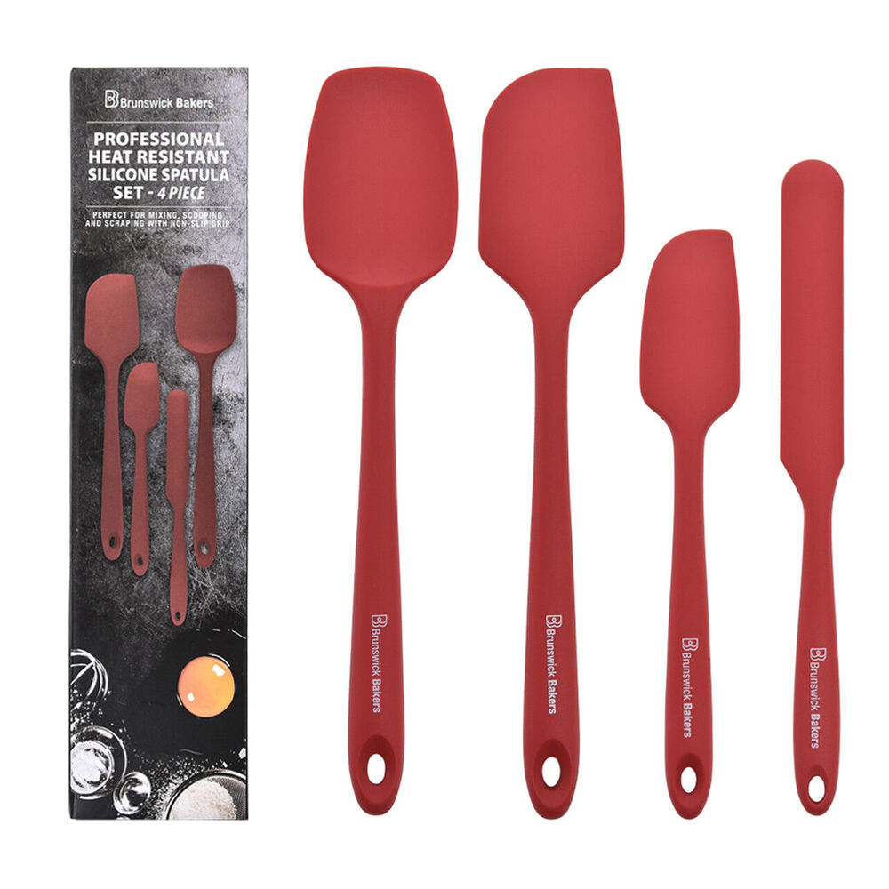 2x 4pc Brunswick Bakers Spatula Red Silicone Cooking Baking 28cm