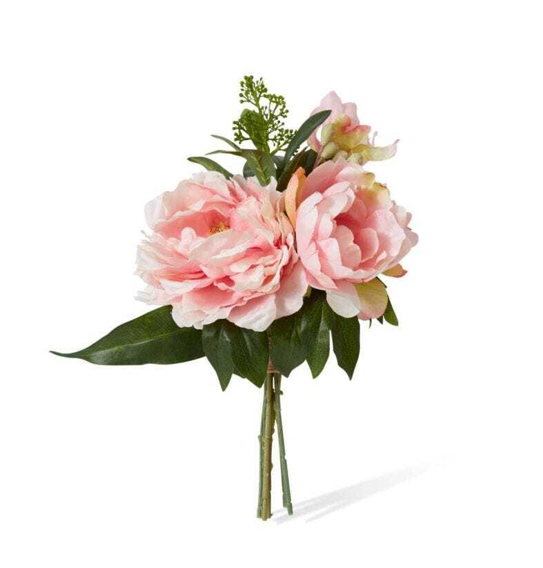 E Style Artificial 33cm Plastic Peony Sophia Bouquet - Pink