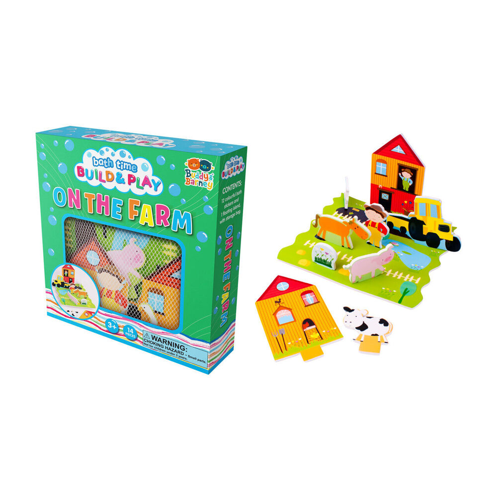 14pc Buddy & Barney Fun Bath Time Build And Play Farm Toy 3y+