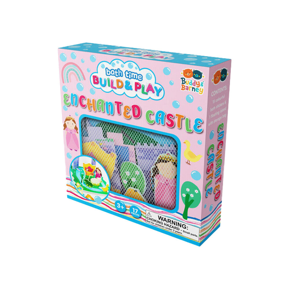 17pc Buddy & Barney Bath Time Build And Play Enchanted Castle 3y+