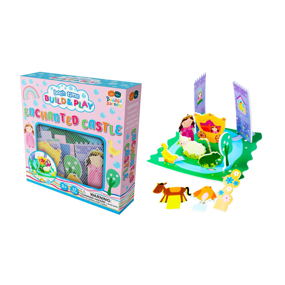 17pc Buddy & Barney Bath Time Build And Play Enchanted Castle 3y+