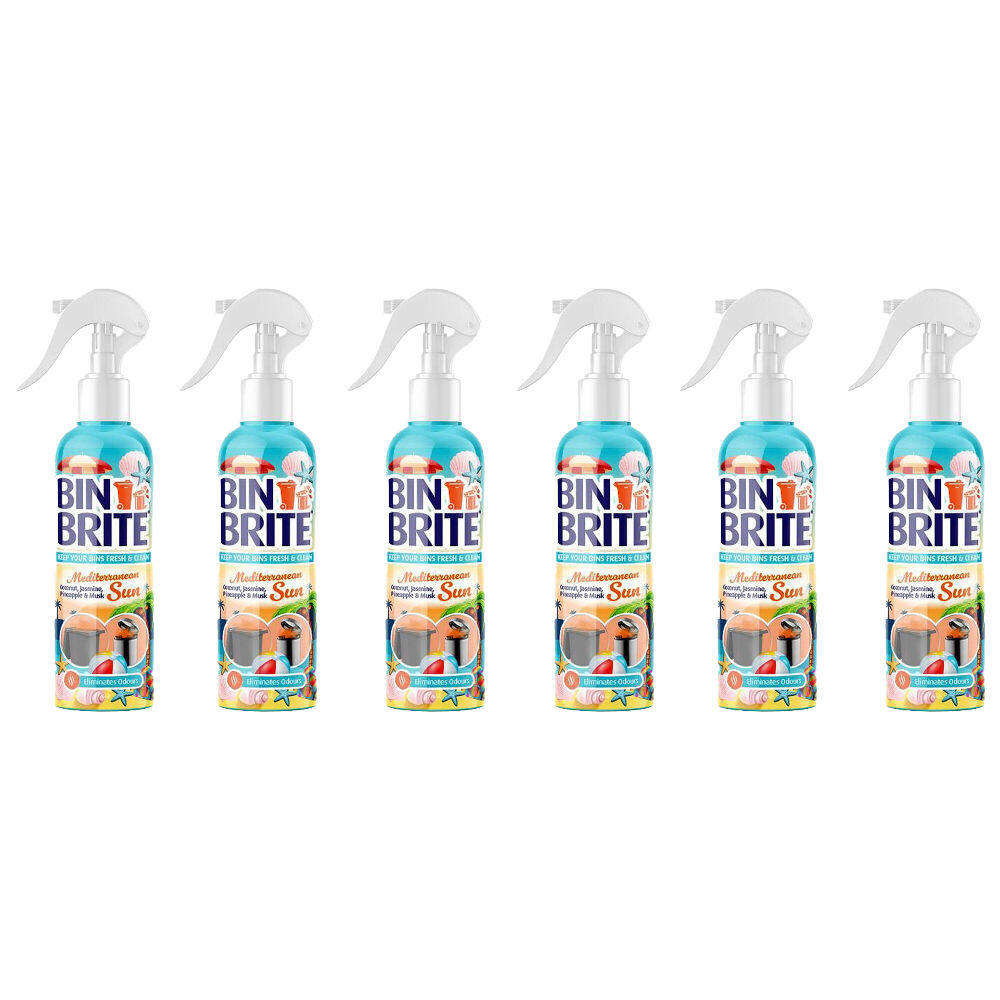 6PK Bin Brite Odour Neutraliser Spray 400ml - Mediterranean Sun