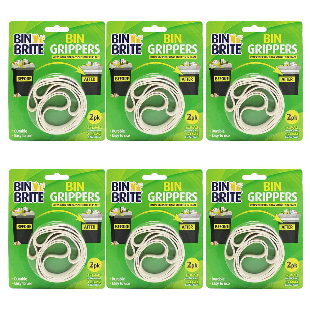 6x 2pc Bin Brite Rubber Band Bin Grippers Pack S/L - While