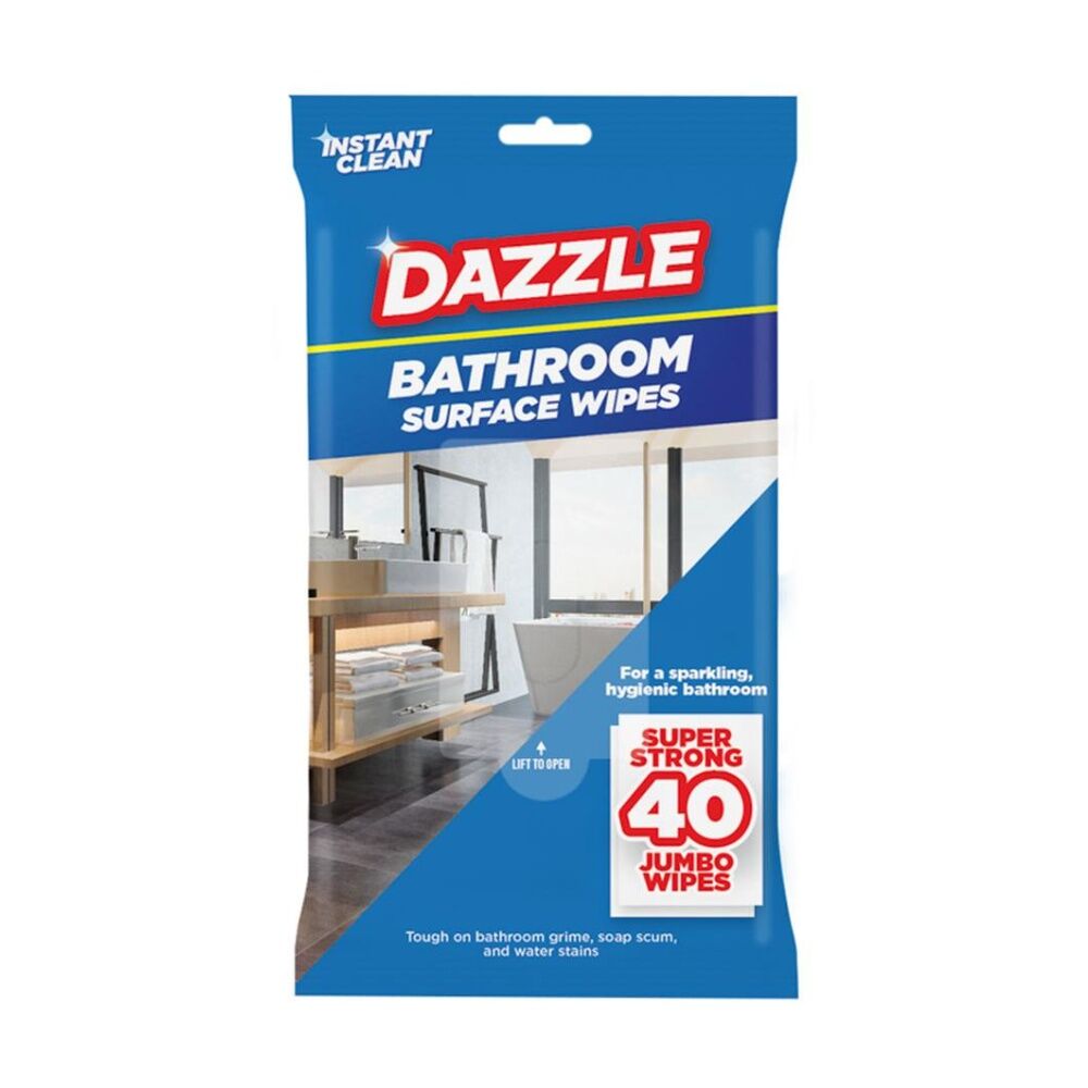 12x 40pc Dazzle Antibacterial Bathroom Surface Super Strong Jumbo Cleaning Wipes