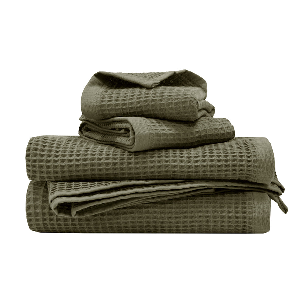 Bambury Home Living soft Waffle Hand Towel 40x70cm Olive Cotton