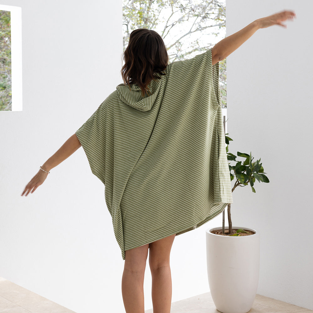 Bambury Mens/Womens Zip Front Beach Poncho 90x90cm - Olive