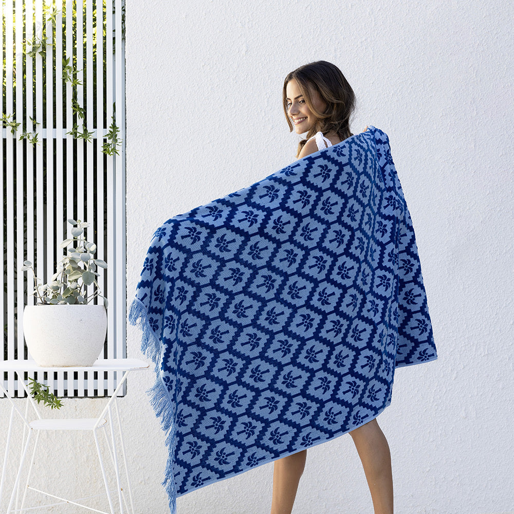 Bambury Ultra soft Durable Cocos Beach Towel Cobalt 95 x 175cm Cotton Woven