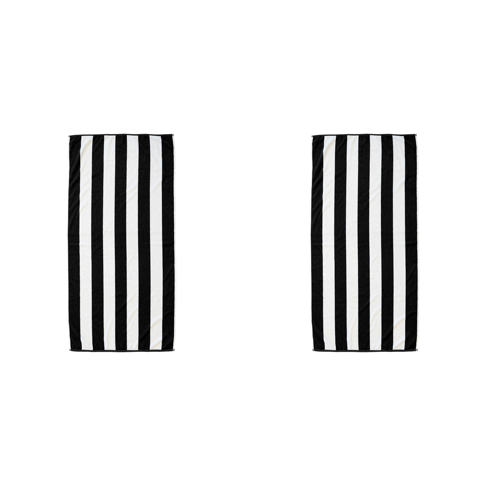 2PK Bambury Cotton Ecobeach Towel Soft 75x150cm - Black