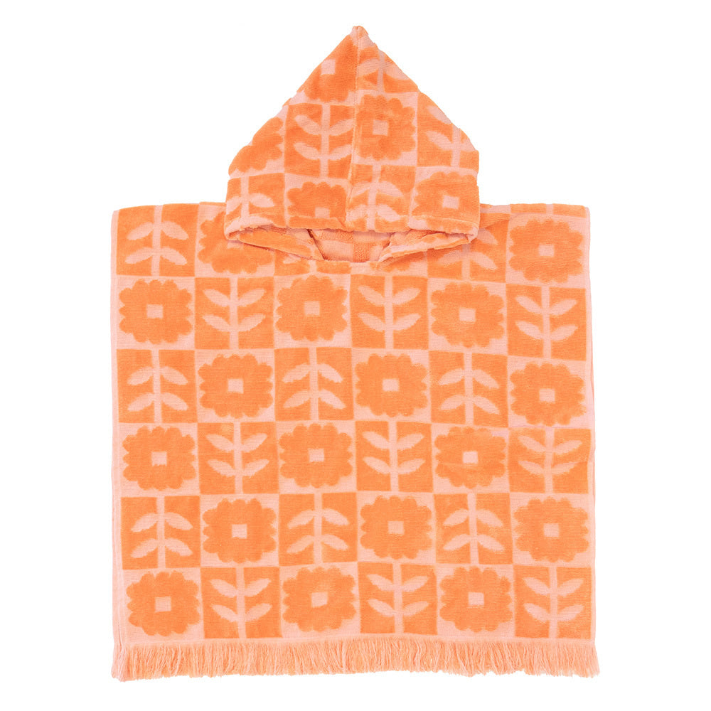 Bambury HiLo Kids Poncho Bloom Cotton 60x60cm - Peach