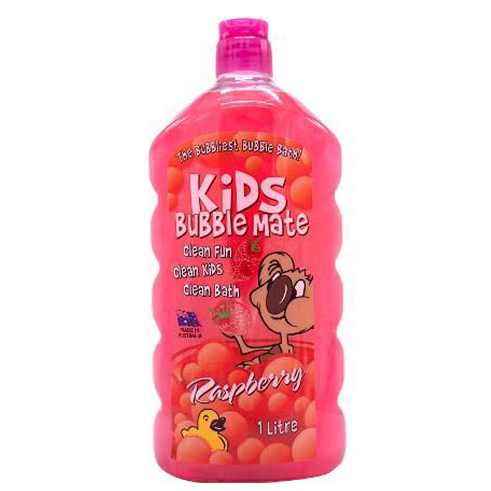 4PK Kids Bubble Mate Liquid Bath Soap Body Wash w/ Raspberry Scent 1L Red
