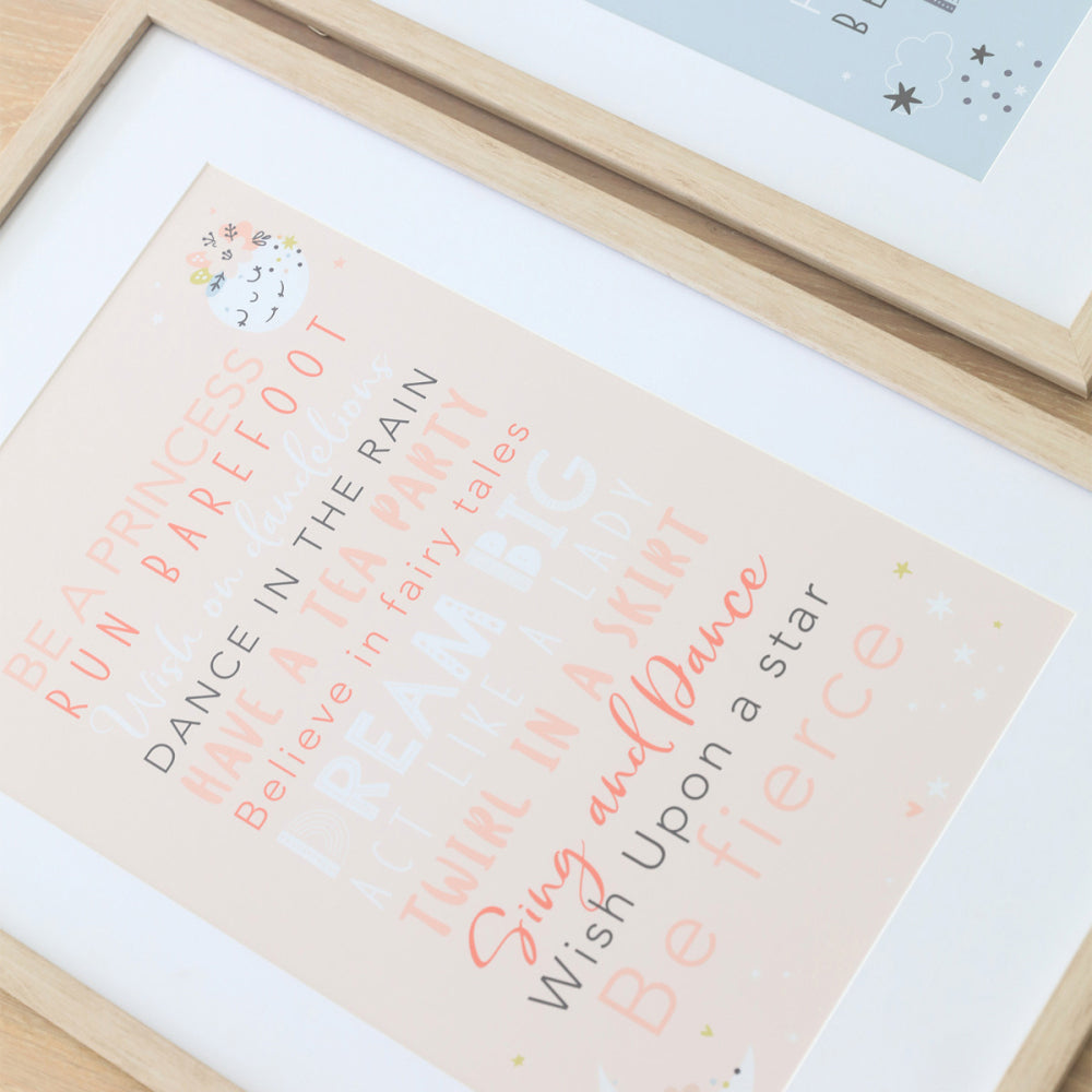 Splosh Baby Pink Framed Glass Print Home Decor 43x63cm