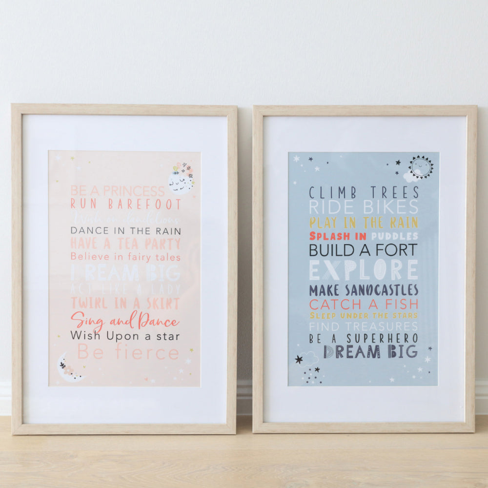 Splosh Baby Pink Framed Glass Print Home Decor 43x63cm