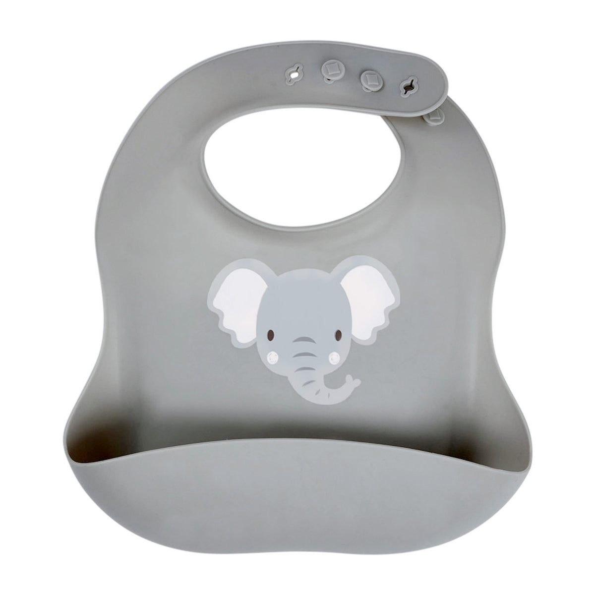 2PK Splosh Baby Elephant Silicone Feeding Bib Adjustable 24cm Grey 0+