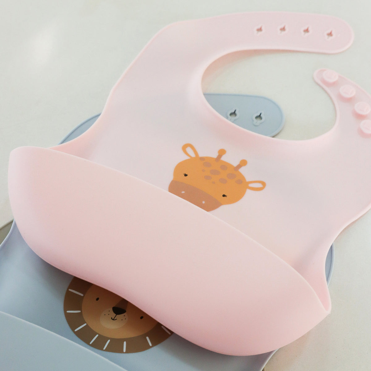 2PK Splosh Baby Giraffe Silicone Feeding Bib Adjustable 24cm Pink 0+