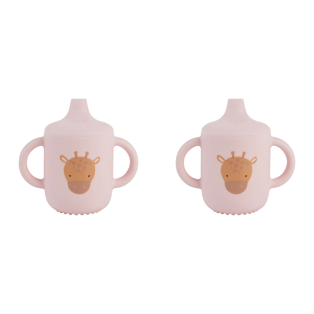 2PK Splosh Baby Giraffe Silicone Sippy Cup w/ Handles 12cm Pink 0+