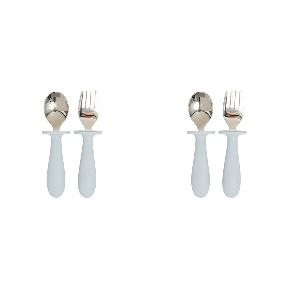 2x 2pc Splosh Baby Lion Stainless Steel Silicone Cutlery Set Blue 0+