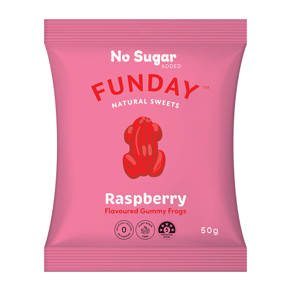 12pk Funday Raspberry Flavoured Gummy Frogs 600g