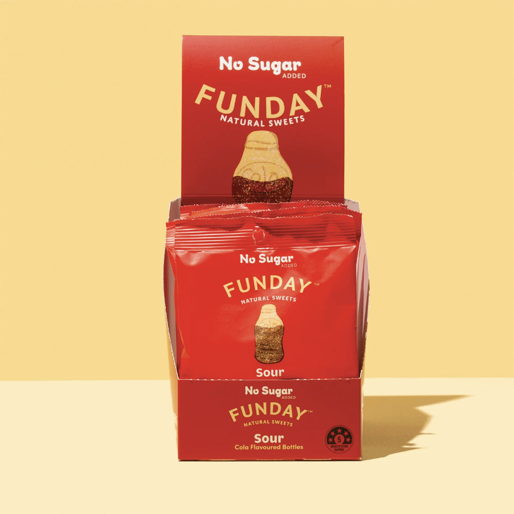 12pk Funday Sour Cola Gummy Bottles No Added Sugar 600g